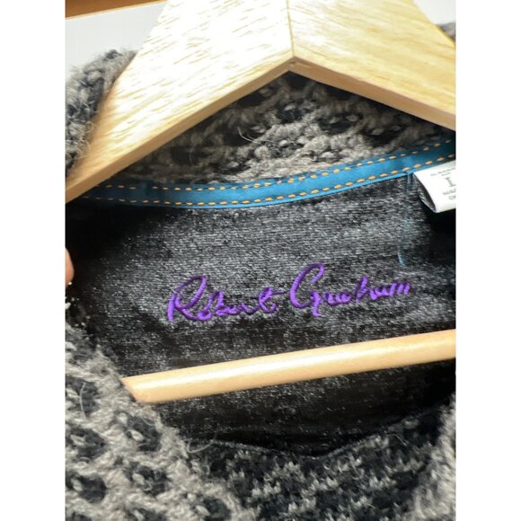 Robert Graham Gray Wool Blend Textured Cardigan - Picture 3 of 6